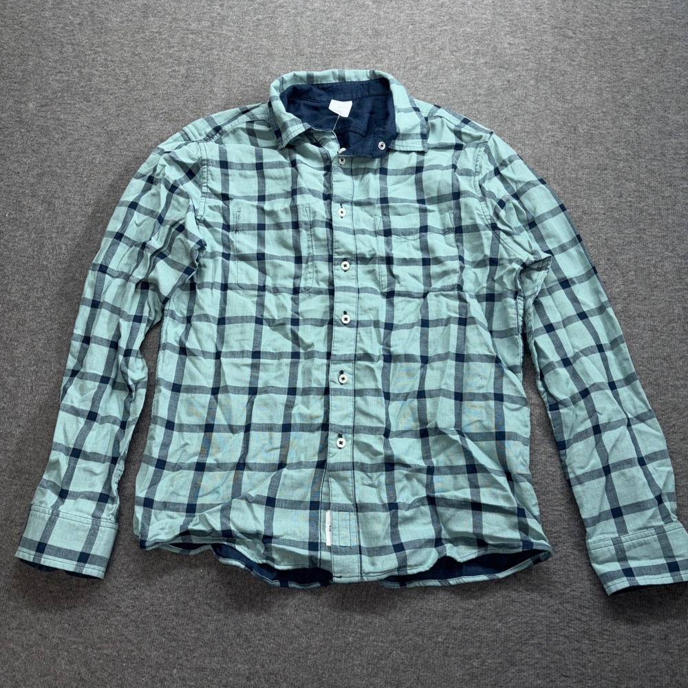 GoodFellow Green Plaid Long Sleeve Reversible Button-Up Mens Size Medium NEW‎